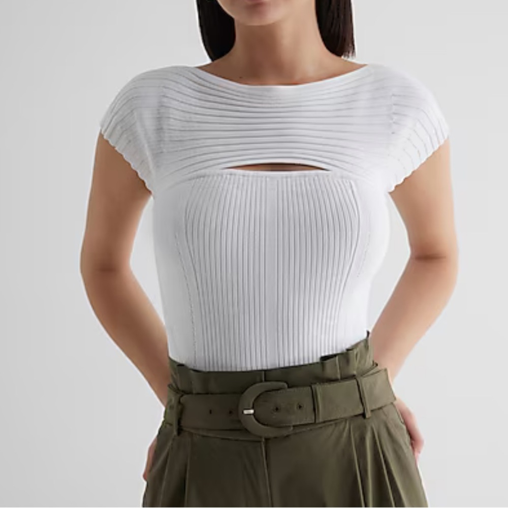 Express Body Contour Bodysuit - White Size Small